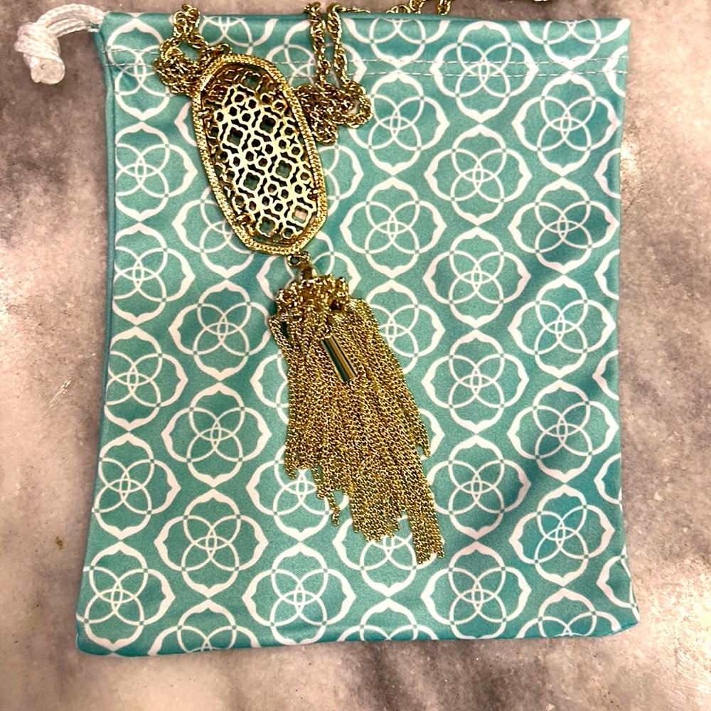 Kendra Scott Gold Filigree with Tassel long Necklace.